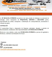 Imagem 4 da empresa 3D REALIZA TRANSPORTES Transportes e Veículos em São Paulo SP