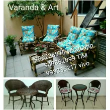 VARANDA & ART POLTRONAS SOFÁ DE BAMBU E CADEIRAS ARTESANAIS DE BAMBU E VIME